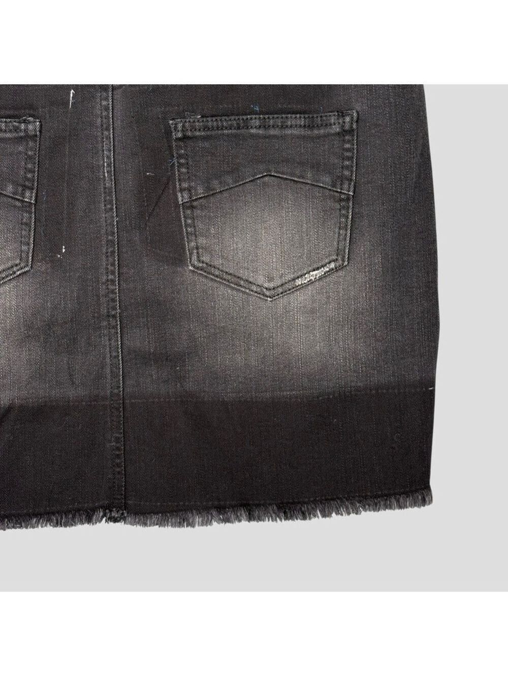 90s Black Mini Skirt O-Ring Metal Zip Denim M Whimsigoth Cyber Y2K Alt Grunge - Picture 5 of 11